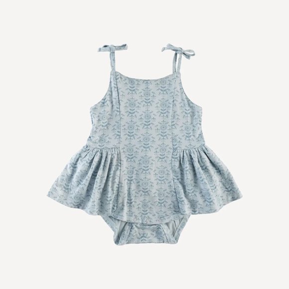 kate quinn Other - NWT Kate Quinn Blue Cornflower Folk Wallpaper Spaghetti Tie Strap Ballerina 0-3m